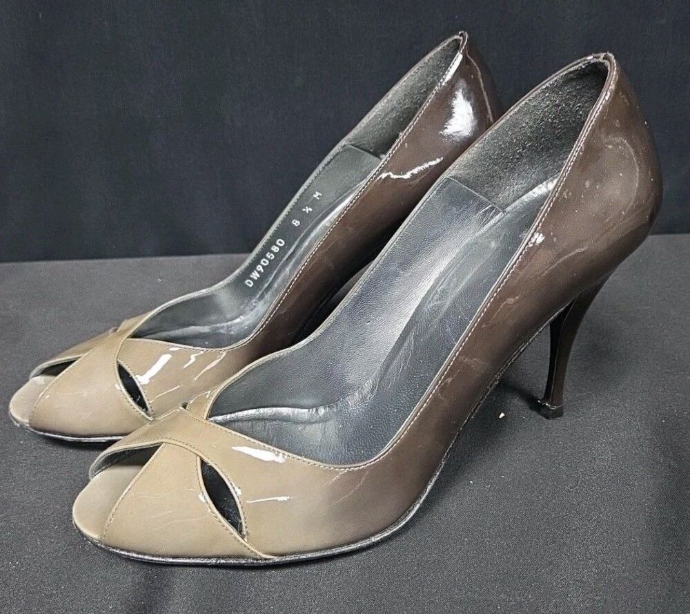 Stuart Weitzman Sashay Gray Degrade Ombre Cut Out Heels Peep Toe Pumps 8.5 M